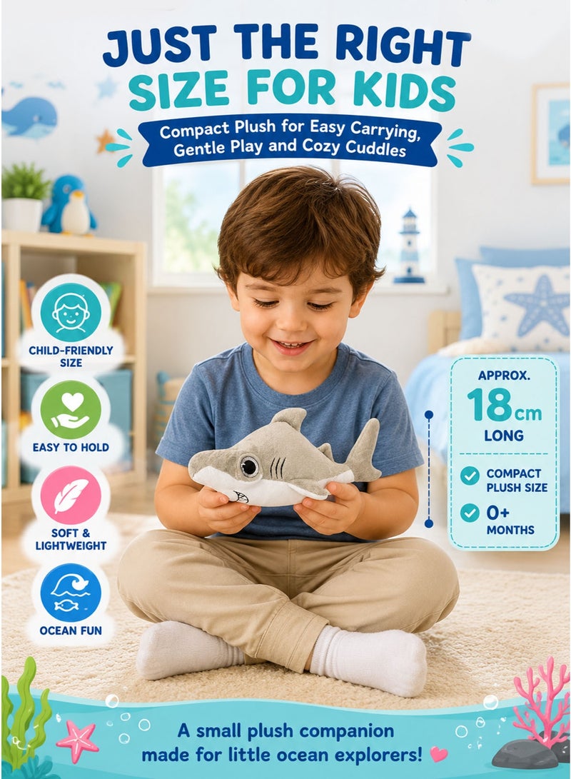 Wild Planet ORBYS Hammerhead Shark Plush Toy, Soft Grey and White Ocean Stuffed Animal with Distinctive Hammer-Shaped Head, Large Glossy Character Eye, Embroidered Gill Lines and Mouth Detail, Compact 18 × 10 × 15 cm Marine-Life Companion for Cuddling, Imaginative Play, Storytelling, Display and Gifting, Suitable from 0+ Months - Image 2
