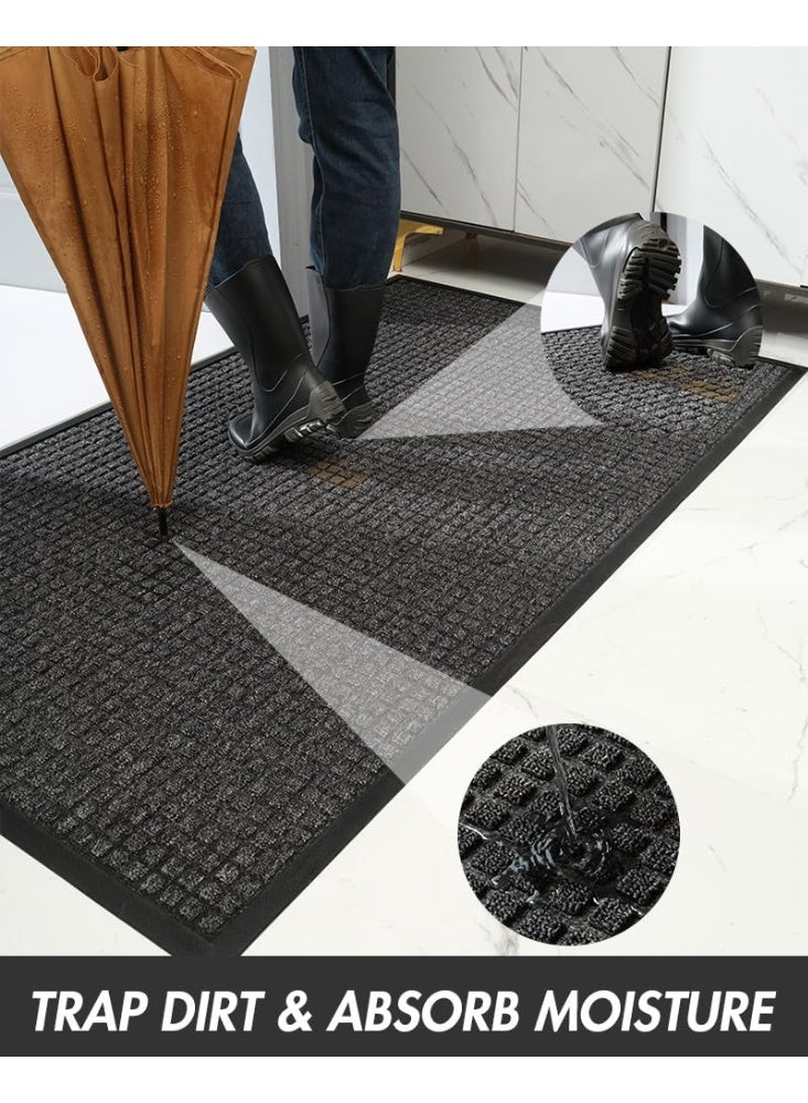 Front Door Mat Outside Entrance Doormat-Outdoor Indoor Door Mat for Entryway-Welcome Mat Thick Durable Rubber Backed Door Entry Mat Non Slip Dirt Trapper Absorbent-XMG Gray 17”x30” - Image 4