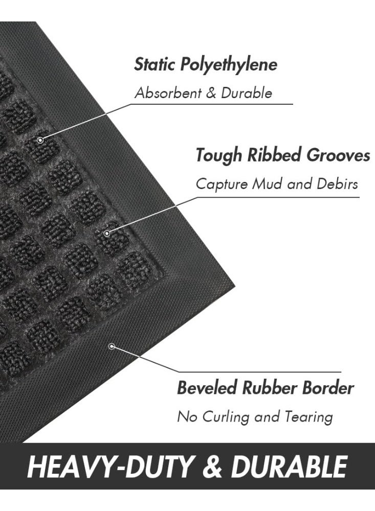 Front Door Mat Outside Entrance Doormat-Outdoor Indoor Door Mat for Entryway-Welcome Mat Thick Durable Rubber Backed Door Entry Mat Non Slip Dirt Trapper Absorbent-XMG Gray 17”x30” - Image 3