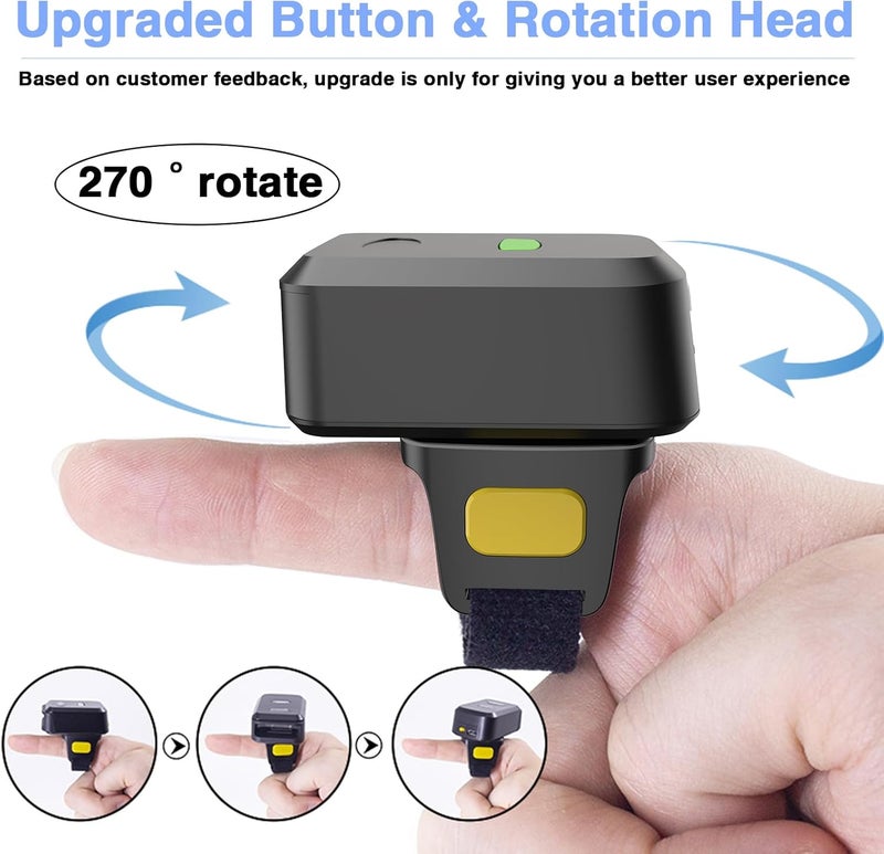 symcode 2D Bluetooth Barcode Scanner, Mini Wireless Wearable Finger Barcode Scanner 3-in-1 Bluetooth & USB Wired and 2.4G Wireless for Book, Warehouse Inventory, Express stocktaking - Image 4