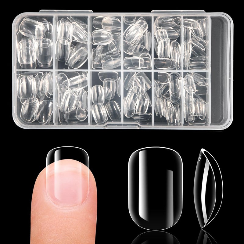 krofaue Kids Fake Nails - Short Oval Clear Nail Tips 240pcs Kids Press On Nails for Little Girls Full Cover Children Fake Nails Decoration 10 Sizes Acrylic Soft Gel Nail Tips (9-12 years old) - Image 1