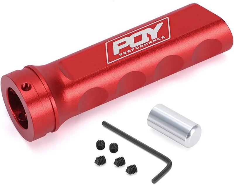 PQY Aluminum Handbrake Cover Hand Brake Sleeve Handle Protector - Universal Red - Image 1