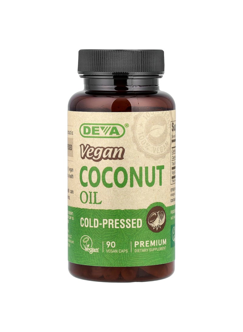 Vegan Coconut Oil, Cold-Pressed, 90 Vegan Caps (500 mg per Capsule)