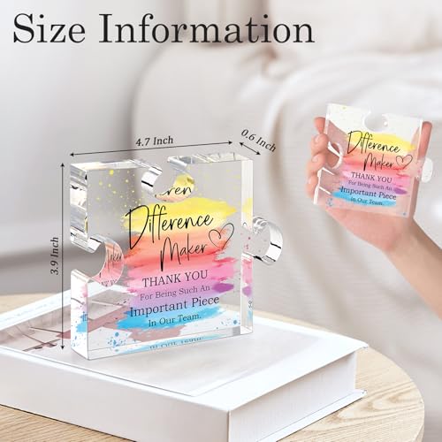FreeJac Difference Maker Gift Appreciation Gifts for Leader Boss Employee Coworker Teacher Staff Mentor Coach Manager Appreciation Thank You Gifts Coworker Gifts Office Gifts Retirement Gifts Acrylic Puzzle - Image 2