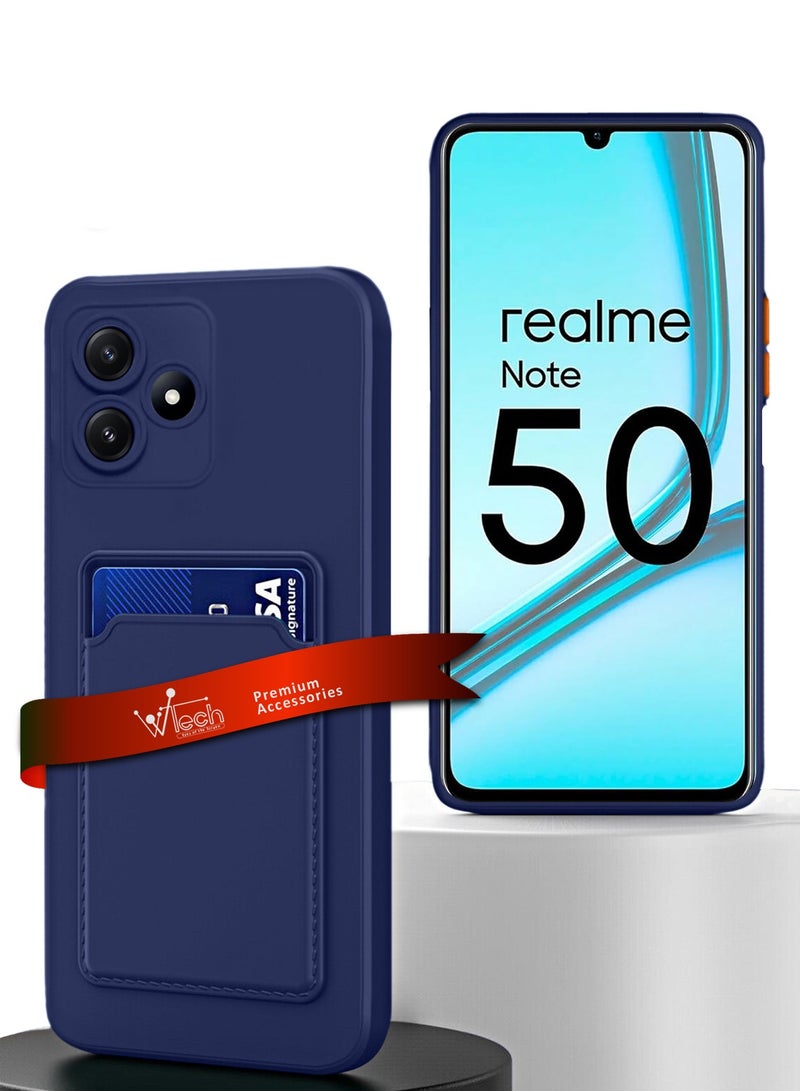 Wtech Silicone TPU With Card Holder Case Cover For Realme Note 50 4G 2024 Navy Blue - Image 1