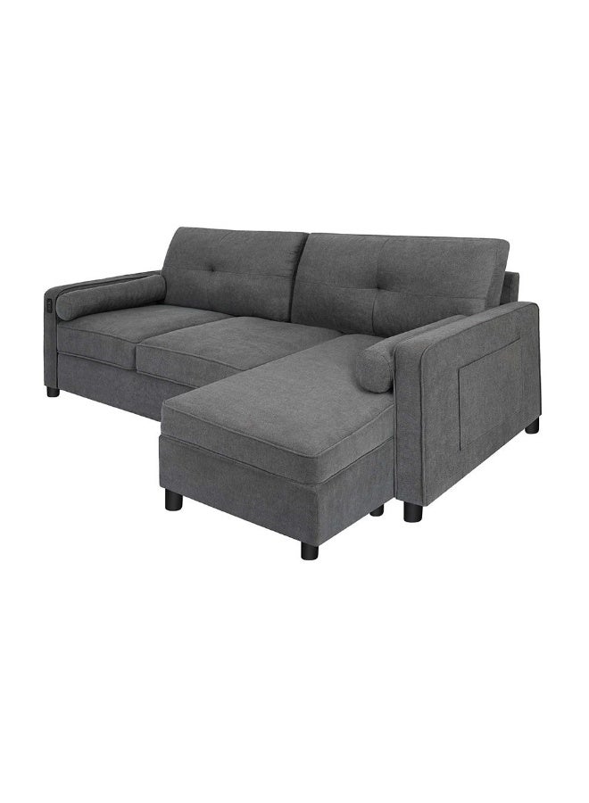 DANUBE HOME Vermax Fabric Corner Sofa Contemporary Loveseat with Soft Upholstery, Modern Design for Cozy Living Room Comfort and Durable Relaxation - Dark Blue  - Image 5