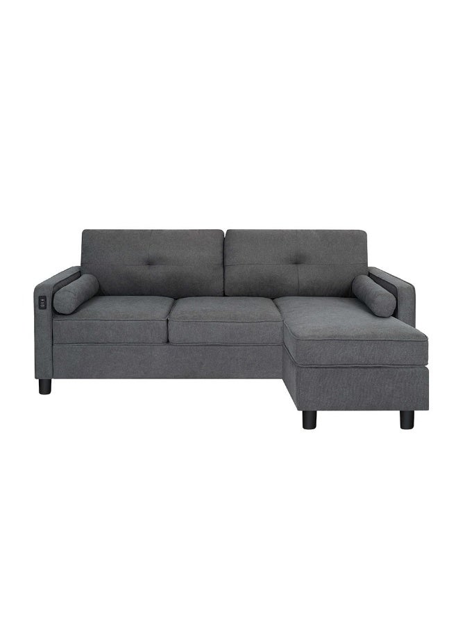 DANUBE HOME Vermax Fabric Corner Sofa Contemporary Loveseat with Soft Upholstery, Modern Design for Cozy Living Room Comfort and Durable Relaxation - Dark Blue  - Image 2