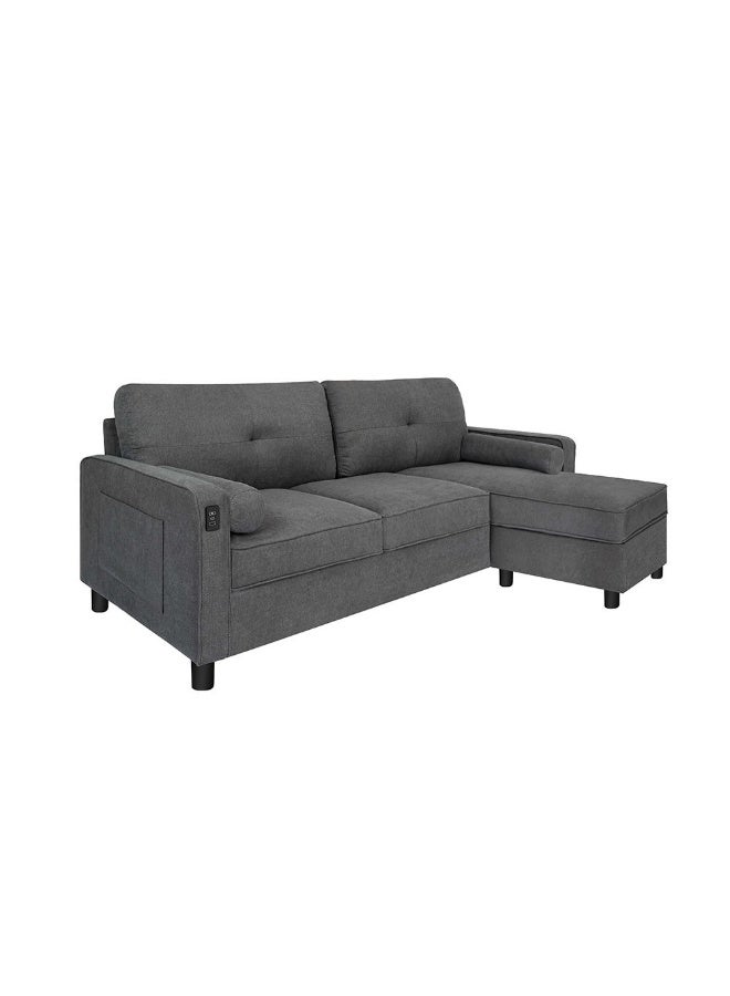 DANUBE HOME Vermax Fabric Corner Sofa Contemporary Loveseat with Soft Upholstery, Modern Design for Cozy Living Room Comfort and Durable Relaxation - Dark Blue  - Image 4