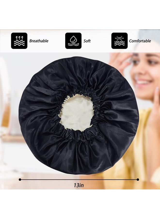 Edoneery - Satin Bonnet Silk Bonnet Hair Bonnet For Sleeping-Slouchy Beanie Hat Satin Sleep Cap For Women'S Natural & Curly Hair(Black) - Image 1