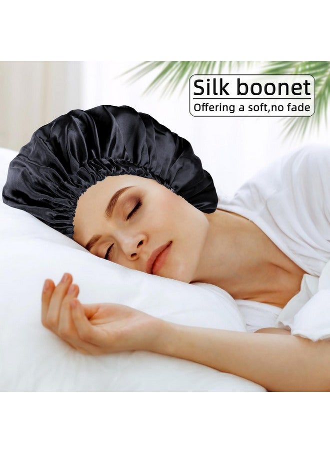 Edoneery - Satin Bonnet Silk Bonnet Hair Bonnet For Sleeping-Slouchy Beanie Hat Satin Sleep Cap For Women'S Natural & Curly Hair(Black) - Image 1
