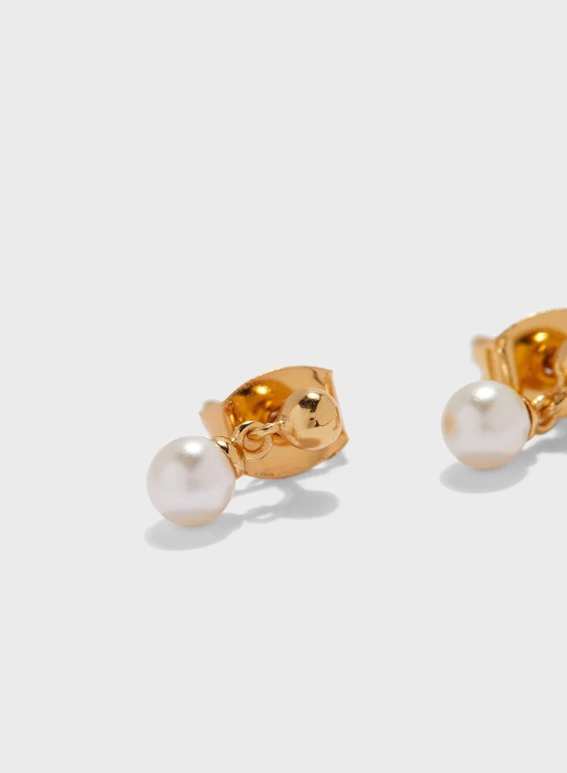 Orelia Mini Pearl Drop Stud Earrings