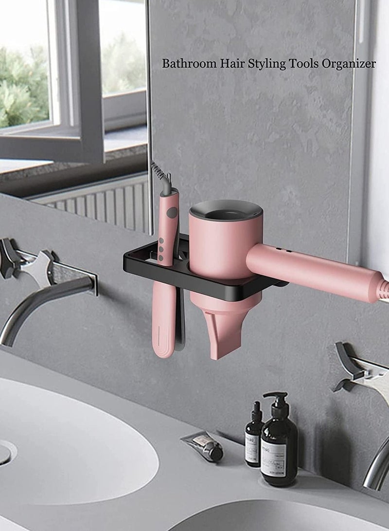 Captaintech Hair Dryer Holder Blow Dryer Holder Compatible with Flat Iron Holder Wall Mount for Hair Tool Storage Organizer Straightener Holder Rack Build in Cable Management Slot (Black) - Image 5