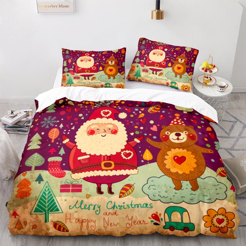 Zhichao 3D Three-Piece Set Size Christmas Quilt Cover Christmas Bedding Home Textile - Image 1