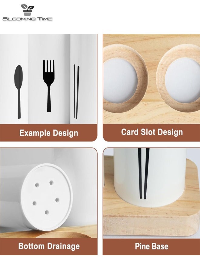 BLOOMING TIME - 3 Pcs Chopsticks, Fork, Spoon Classification Storage Box, Detachable Drain 24.3*9.3*13.5cm - Image 1
