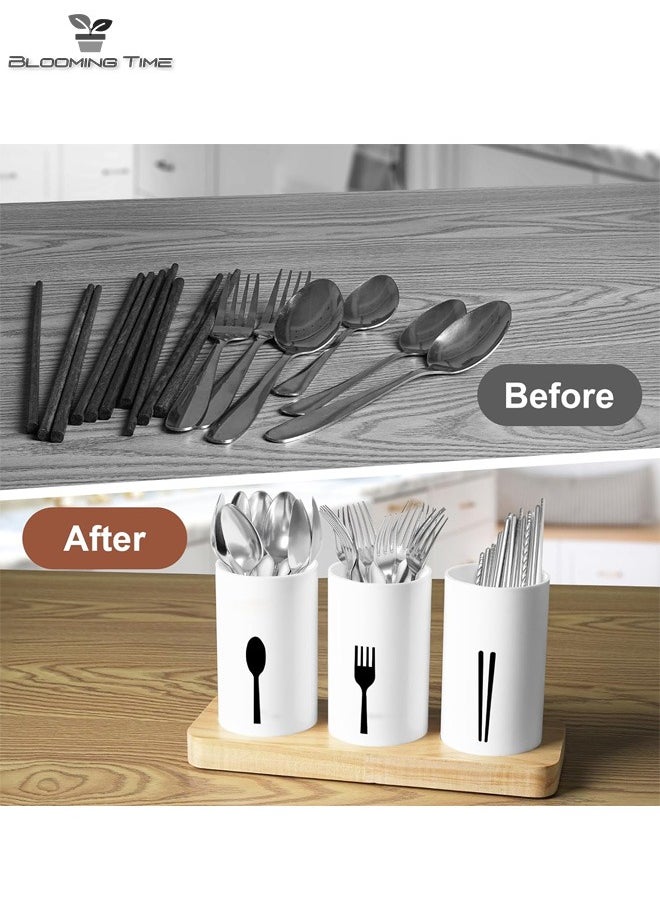 BLOOMING TIME - 3 Pcs Chopsticks, Fork, Spoon Classification Storage Box, Detachable Drain 24.3*9.3*13.5cm - Image 1