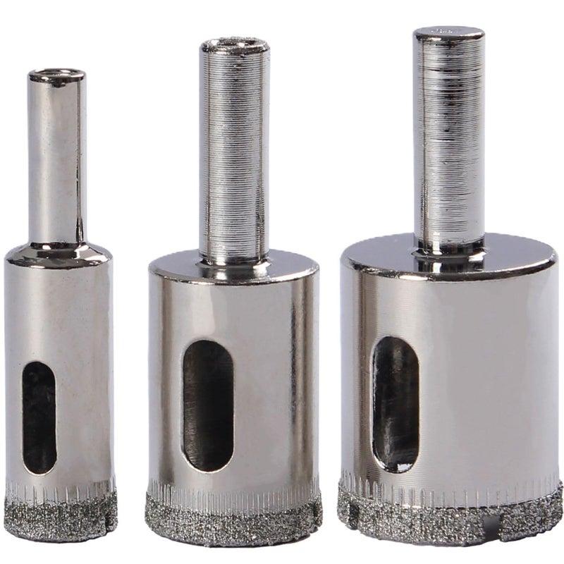 Drilax 3Pc Diamond Drill Bit Set 12 34 1 Sizes 118 Depth for Ceramic Glass Porcelain Stone Achieve Clean Holes in Granite Quartz