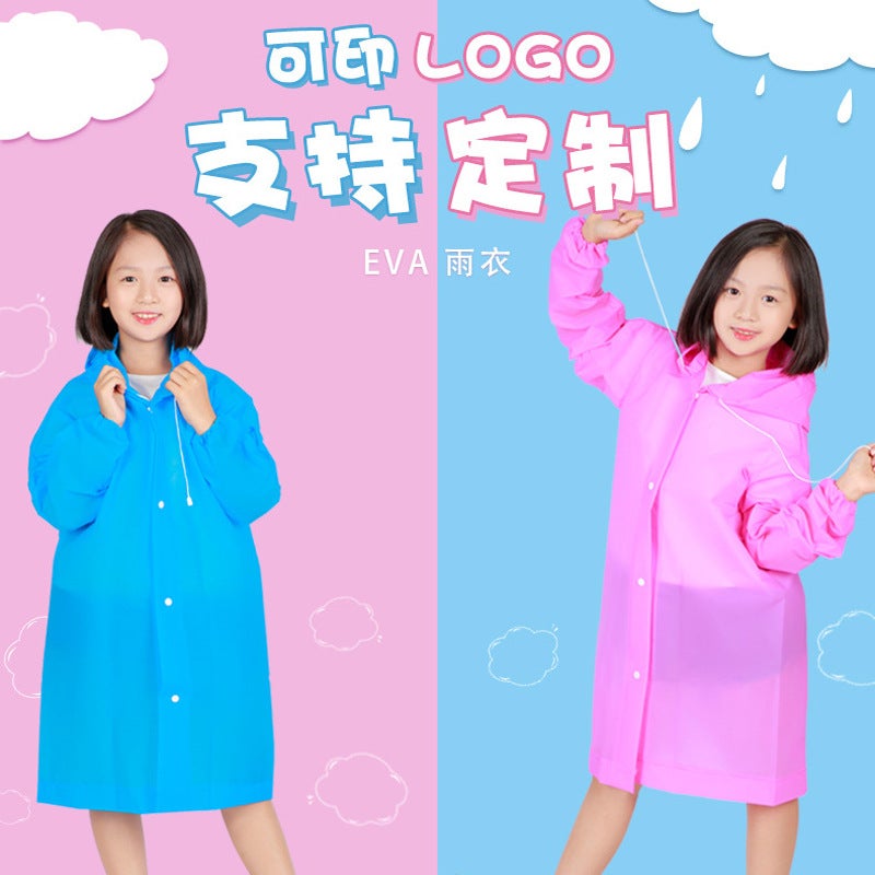 Eva Kidsren'S Raincoat, Transparent And Thickeneded, Long Style For Boys And Girls, Full-Body Travel Non-Disposable Student Poncho With Hood - Image 3