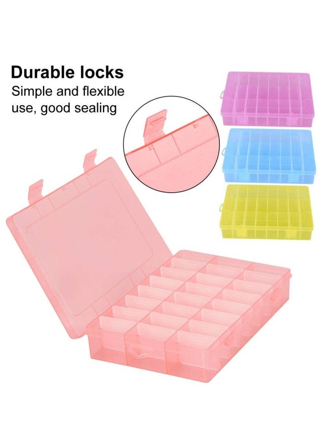 klarako Plastic Storage Organizer, 4 24 Grids Plastic Adjustable Box Detachable Travel Jewellery Box Jewellery Organiser Display Storage Case for Beads Rings - Image 4