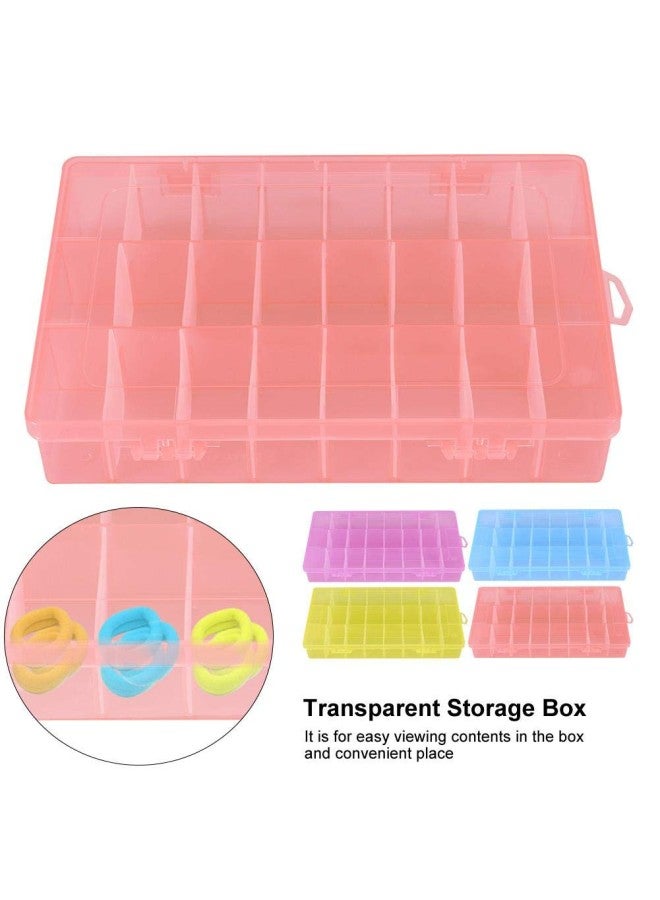 klarako Plastic Storage Organizer, 4 24 Grids Plastic Adjustable Box Detachable Travel Jewellery Box Jewellery Organiser Display Storage Case for Beads Rings - Image 5
