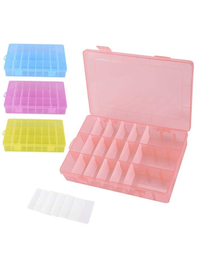 klarako Plastic Storage Organizer, 4 24 Grids Plastic Adjustable Box Detachable Travel Jewellery Box Jewellery Organiser Display Storage Case for Beads Rings - Image 1