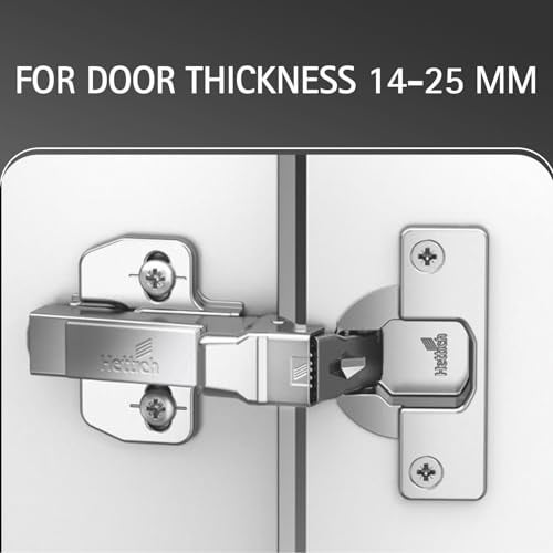 Hettich Sensys 8631i Soft Close 16 Crank Thick Door Hinge with Mounting Plate | Nickel Plated | 95° Opening for 15-32mm Overlay Doors | Screw-On | 1 Year Surface Warranty | Pack of 1 (2 Hinges) - Image 2