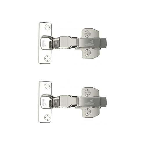 Hettich Sensys 8631i Soft Close 16 Crank Thick Door Hinge with Mounting Plate | Nickel Plated | 95° Opening for 15-32mm Overlay Doors | Screw-On | 1 Year Surface Warranty | Pack of 1 (2 Hinges) - Image 1