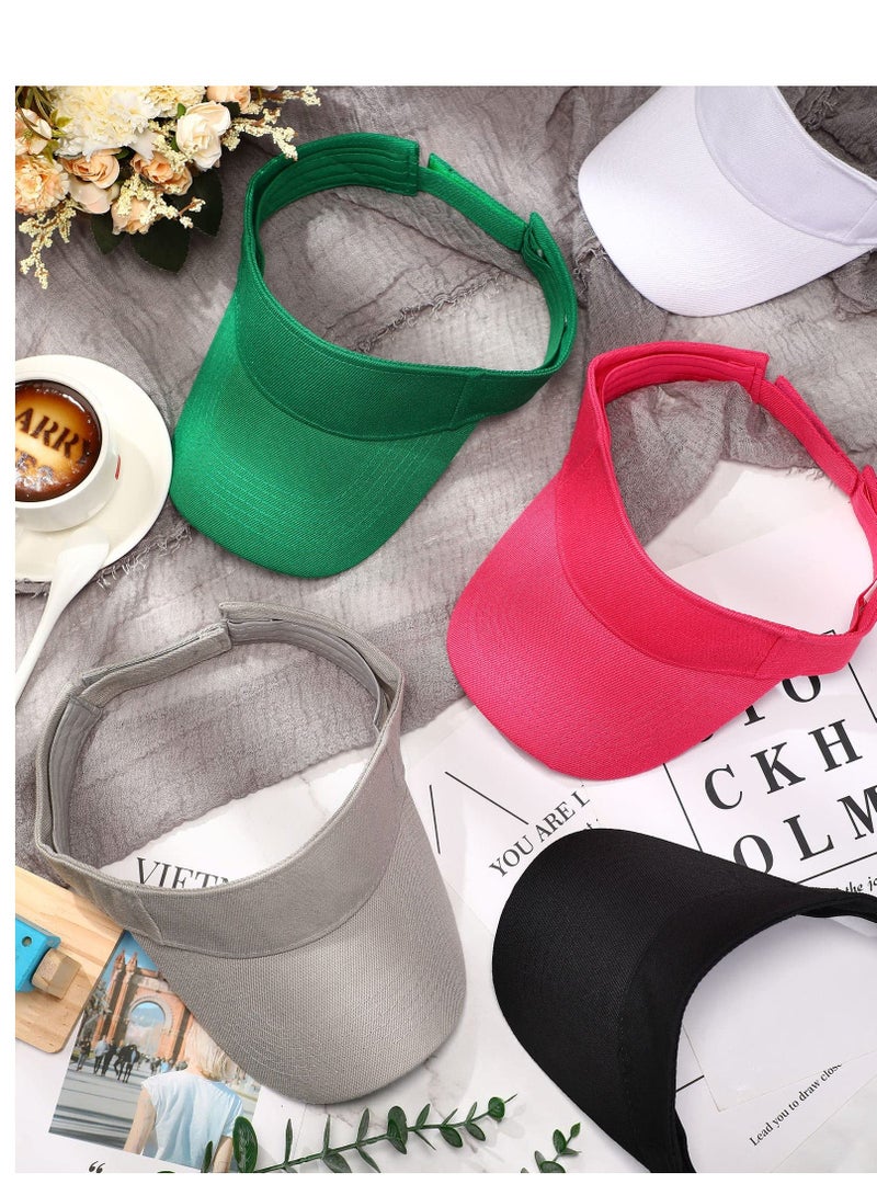 شو وو 5 Pcs Sports Sun Visor Hats Women Men Golf Visors Hat for Adjustable Cap Athletic - Image 4