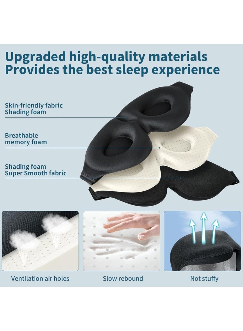 ZedAura 3D Sleep Mask, Sleeping Eye Mask for Women & Men, Luxury Night Blindfold Contoured, Light Blocking Eye Cover with Earplug Carry Pouch, Eye Shade with Adjustable Strap for Travel Nap, Black - Image 5