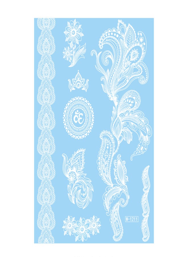 ملصق وشم دانتيل أبيض، ملصق وشم قابل للنقل بالماء، ملصق مقاوم للماء، ملصق فن الجسم، فن مؤقت للبشرة للنساء والفتيات - Image 1