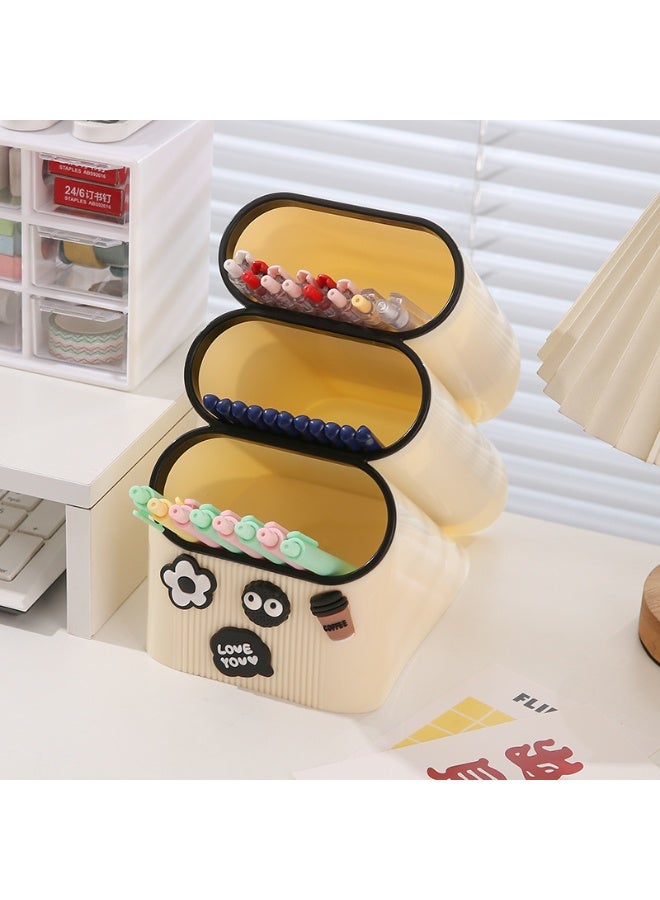 NIIMBOT Slanted Pen Holder Pencil Holder Stationery Storage Box Large Capacity Student Pen Barrel Children's Desk Pencil Box Office Desktop Pen Holder - Image 3