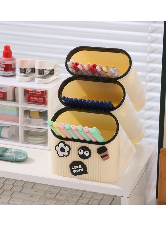 NIIMBOT Slanted Pen Holder Pencil Holder Stationery Storage Box Large Capacity Student Pen Barrel Children's Desk Pencil Box Office Desktop Pen Holder - Image 5