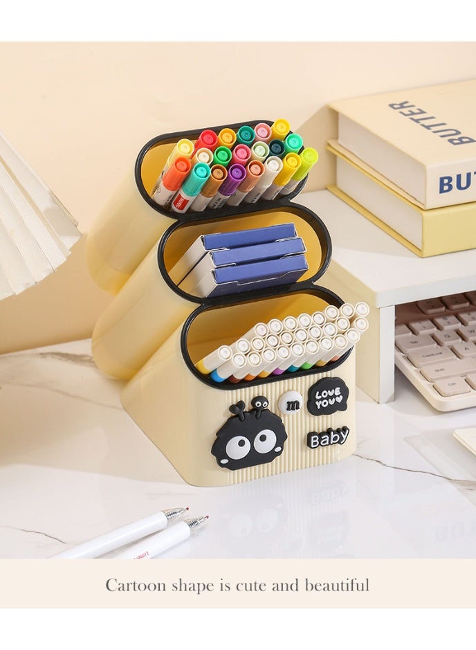 NIIMBOT Slanted Pen Holder Pencil Holder Stationery Storage Box Large Capacity Student Pen Barrel Children's Desk Pencil Box Office Desktop Pen Holder - Image 4