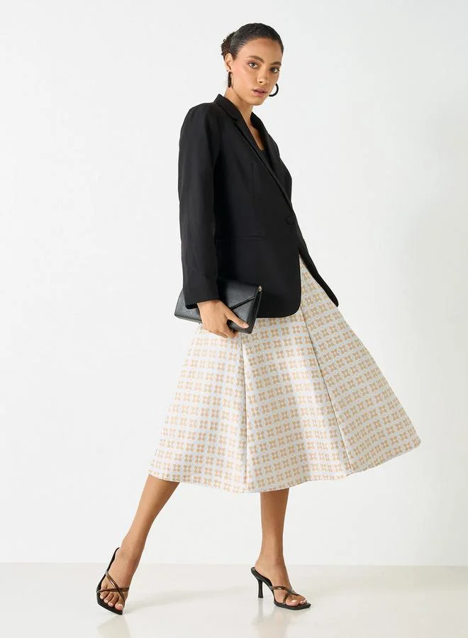 ايكونيك تنورة ميدي إيه لاين بارزة الملمس بسحاب إغلاق من آيكونيك