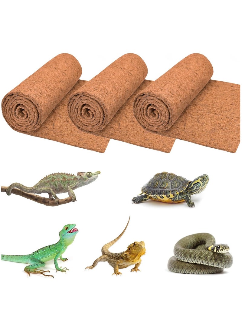 3 Rolls Reptile Carpet - 24 x 48 inches Natural Coconut Fiber Pet Mat, Tortoise Carpet Mat Coco Fiber Substrate Liner Pet Terrarium Liner for Lizard Turtle Gecko Bearded Dragon - Image 1