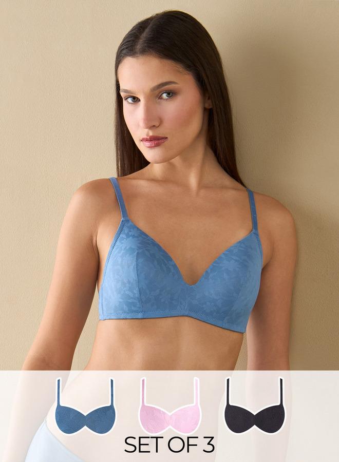 Splash FAV Set of 3 - Floral Textured Support Bra - Image 1