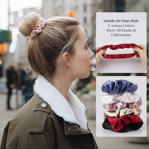 Belicia 6 Pack Satin Hair Bands Soft Elastics Hair Ties Hair Accessories for Women Teenage Girls Ponytail Holders - Image 4