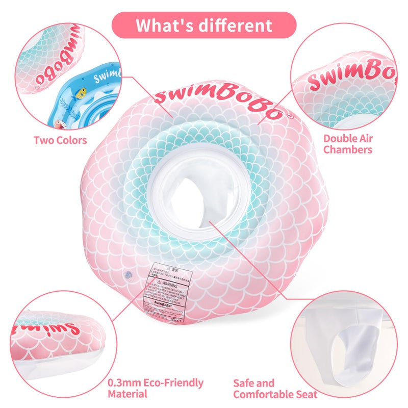 Swimbobo Inflatable Baby Swimming Float with Safe Seat for Age 6-36 Months Toddler (Pink Mermaid) - Image 3