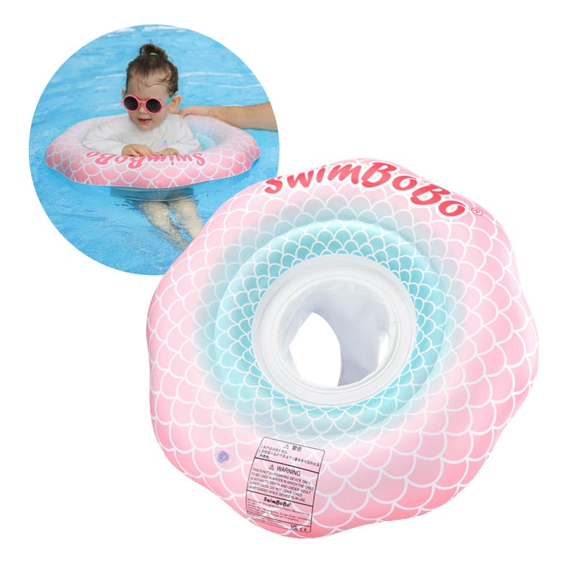 Swimbobo Inflatable Baby Swimming Float with Safe Seat for Age 6-36 Months Toddler (Pink Mermaid) - Image 1
