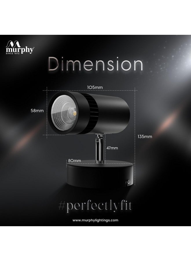 Murphy Aluminium 10W Adjustable Black Aliminum Led Wall Cob Surface Mounted Spot Light With 2 Years Warranty (Warm White, Pack Of 1) - Image 5