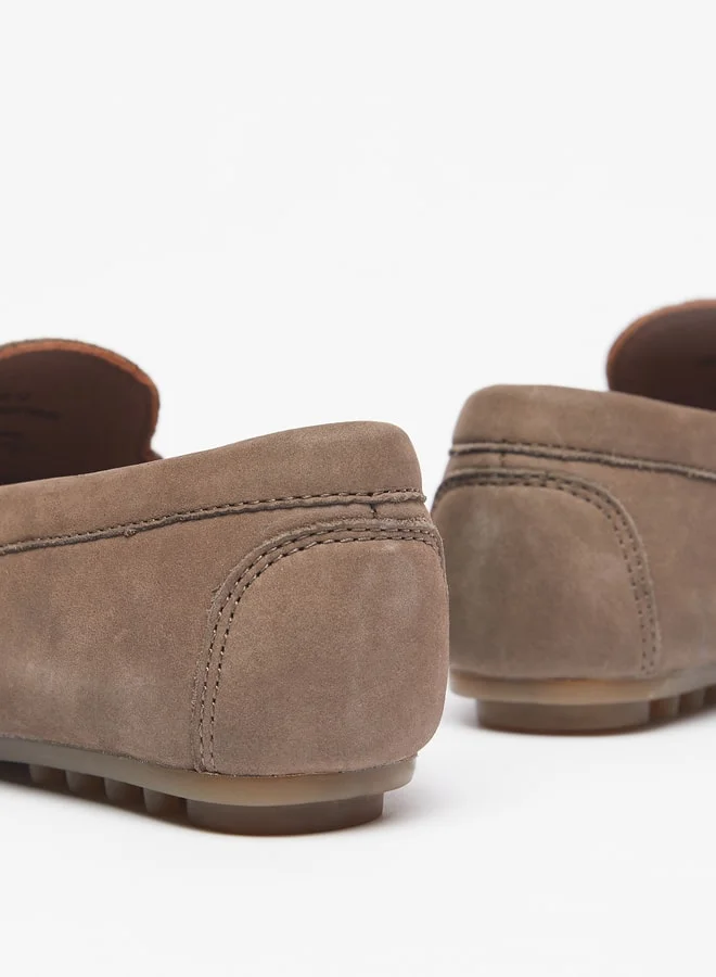 سيد دوتشيني Boys Solid Slip-On Moccasins with Braid Trim Accent and Stitch Design