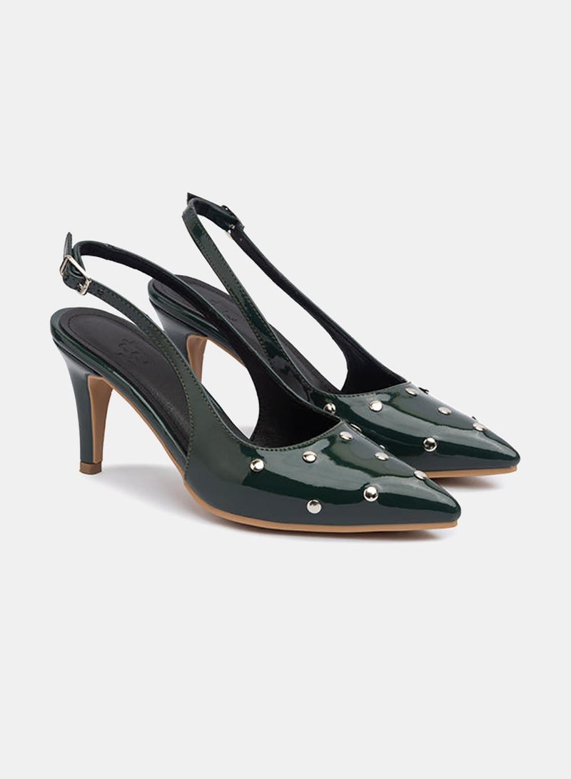 TGS Studded Closed Mid Heel Slingbacks - Image 1