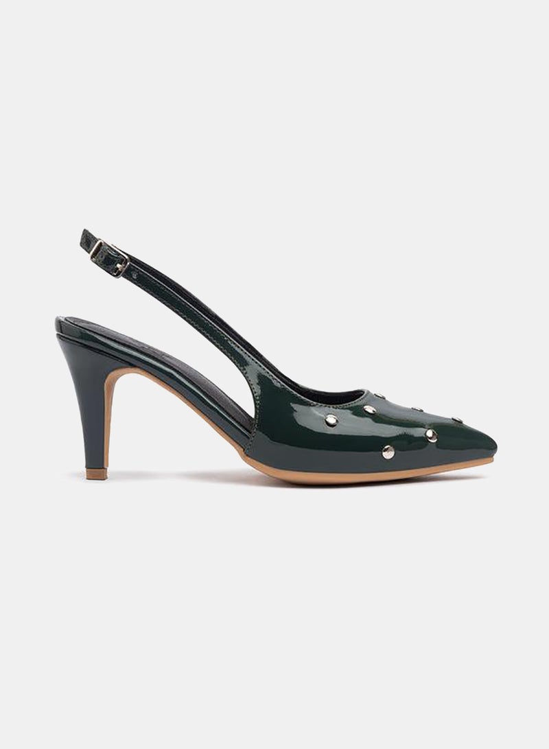 TGS Studded Closed Mid Heel Slingbacks - Image 2
