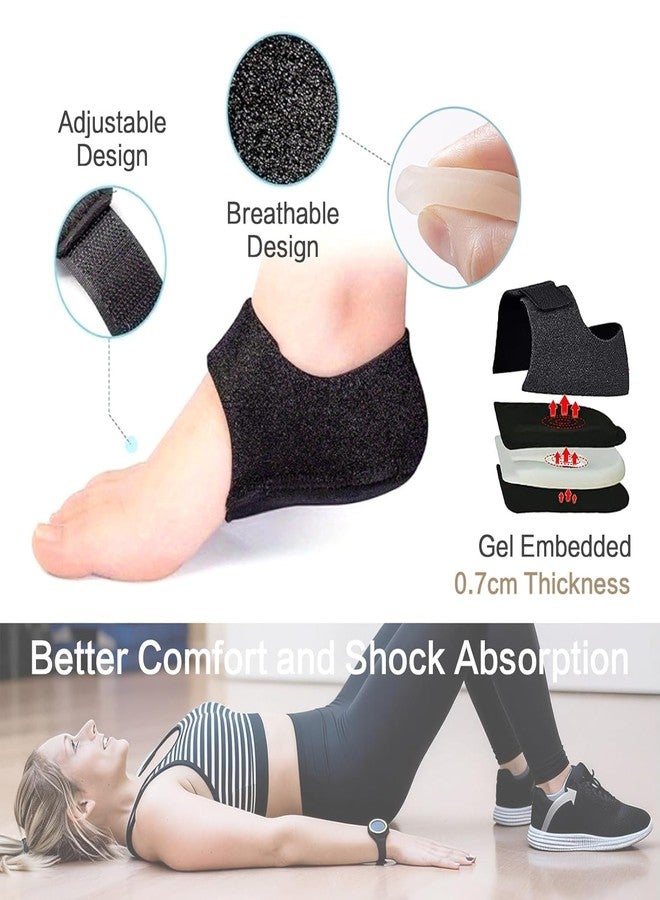 Hakily Silicone Gel Heel Protectors | Velcro Heel Pad for Pain Relief for Men and Women, Black - Image 4