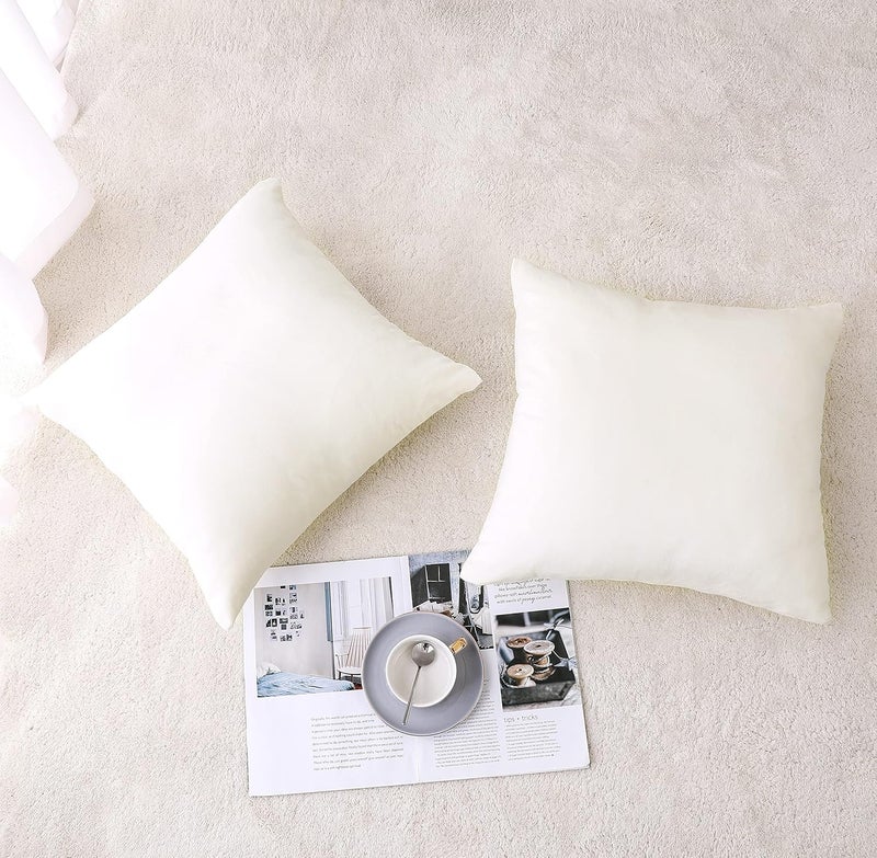 NiNi ALL Decorative Throw Pillow Covers Velvet 28x28 Inch Pack of 2 Cream White Cushion Covers Soft for Couch Sofa Bedroom Living Room Outdoor - Image 2