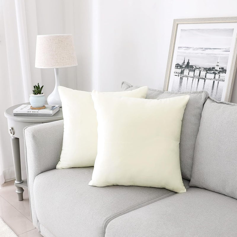 NiNi ALL Decorative Throw Pillow Covers Velvet 28x28 Inch Pack of 2 Cream White Cushion Covers Soft for Couch Sofa Bedroom Living Room Outdoor - Image 1
