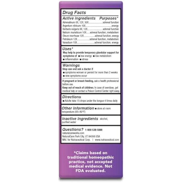 Natra-Bio NaturalCare Adrenal Support, Homeopathic Tablets, 60ct - Image 5