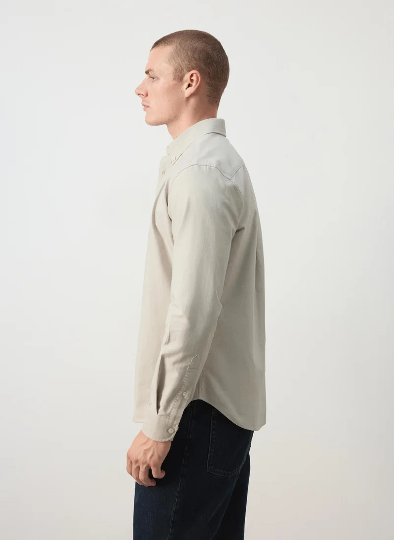 Mango Man 08-BEIGE 100% Cotton Oxford Shirt for Men | Best Price UAE