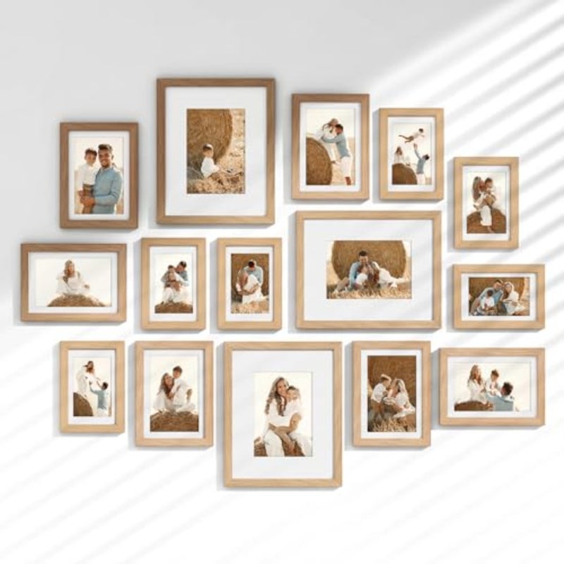 15 حزمة من إطارات الصور لديكور الحائط، مجموعة إطارات المعرض للتركيب على الحائط أو عرض الطاولة، مقاسات متعددة تشمل 3 قطع 8x10، 6 قطع 5x7، 6 قطع 4x6 - Image 1