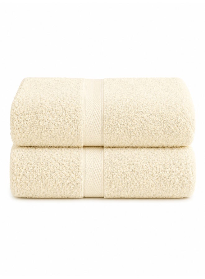 Princess 2-Piece Fast Absorbent Bath Towel Set Cream 70 x 140cm - Image 1