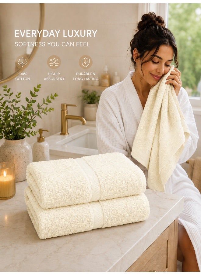 Princess 2-Piece Fast Absorbent Bath Towel Set Cream 70 x 140cm - Image 2